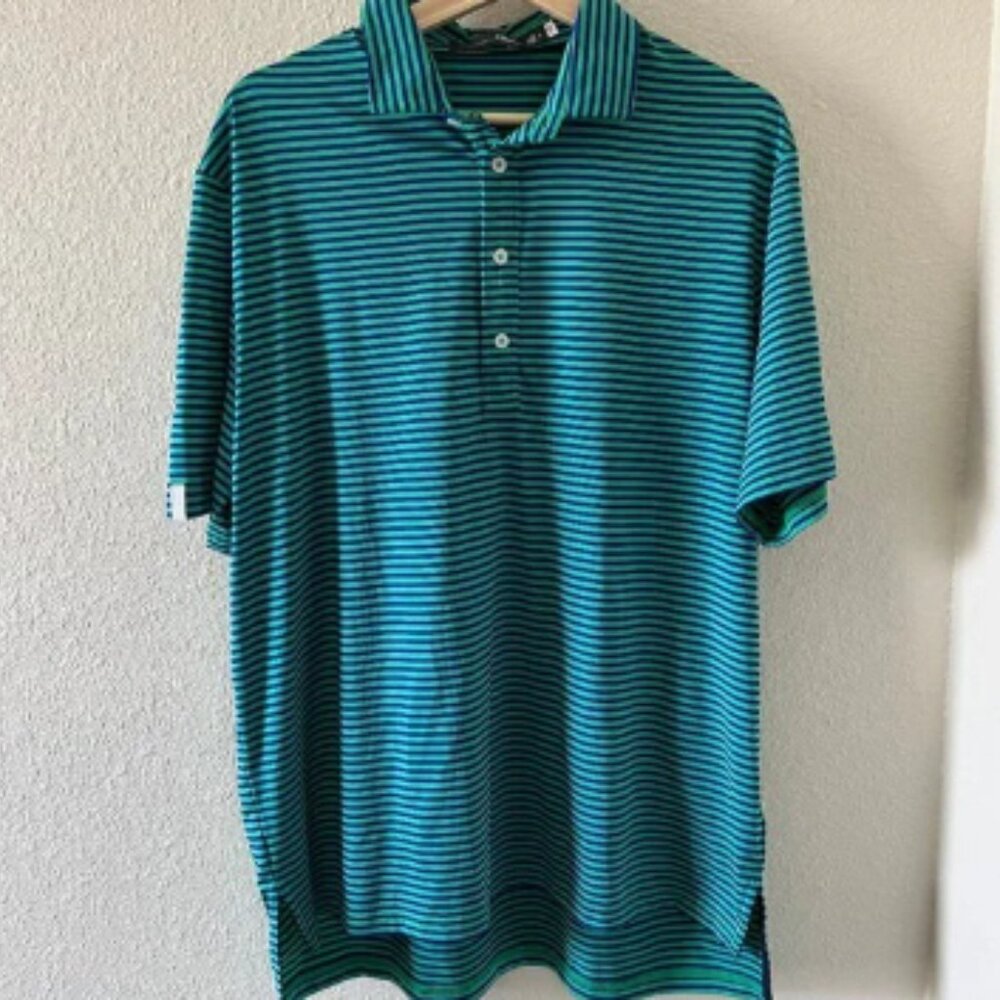 Ralph Lauren X RLX Green Striped Polo Shirt Size L Style 0200011844